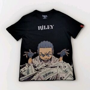 The Boondocks Black Graphic T-Shirt Huey Riley Money Cotton Unisex Small
